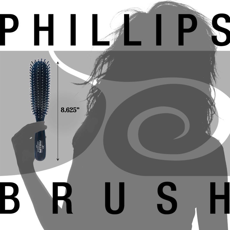 Phillips Brush Co Light Touch 8 Hair Brush - Twin Beaded Nylon Bristles, Black Hairbrush for Styling, Detangling Professional & At Home Use - Image 5